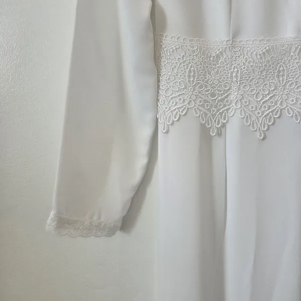 California Dynasty White Maxi Dress Vintage Style Victorian Modest Grandma Small - Image 5