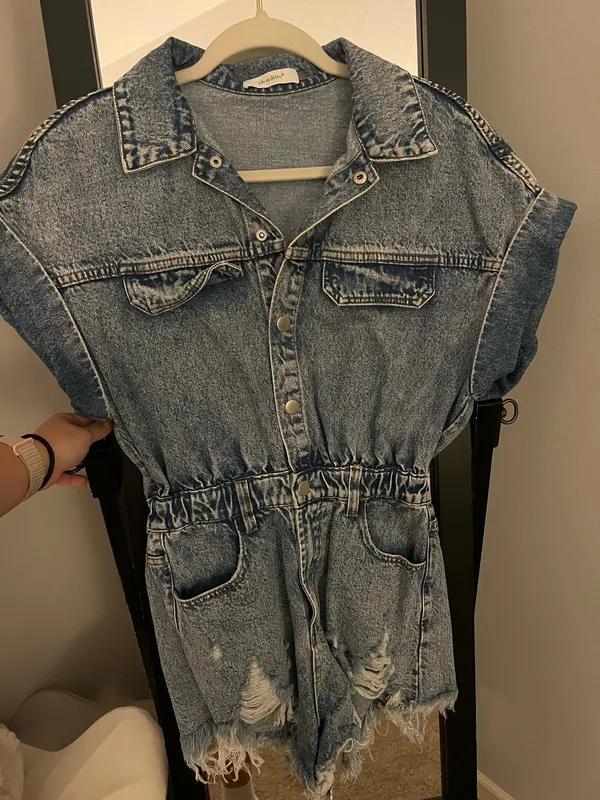 These Three Boutique Denim Romper - Image 3