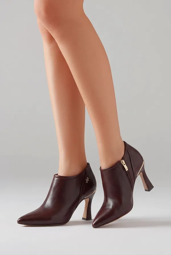 Naturalizer 27 Edit Women's Brown Leather Pointed Toe Stiletto Booties Shoes wit - Image 2
