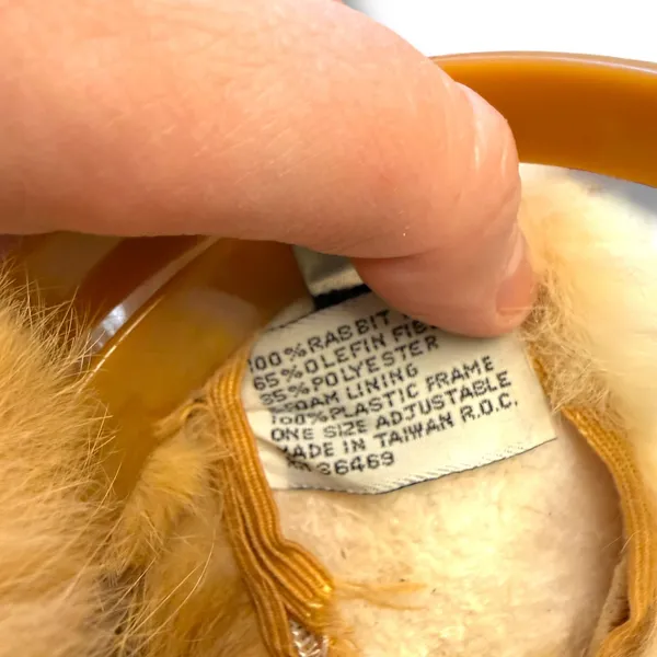 Vintage Rabbit‎ Fur Earmuffs Tan Adjustable Soft Cold Weather Winter Cozy - Image 6