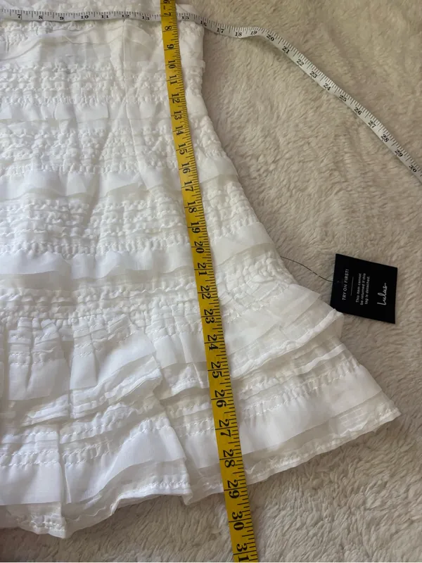 Lulus Emele White Textured Tiered Mini Dress Size Small NWT Sleeveless Feminine - Image 8