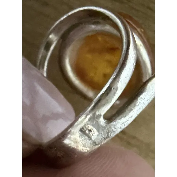 Sterling Silver 925 Amber Ring Size 7 Adjustable‎ - Image 4