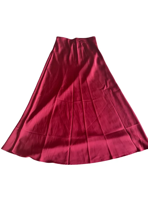 New Fashion Burgundy Satin Maxi Skirt Flowy Black Tie Wedding Guest Medium NWT - Image 7