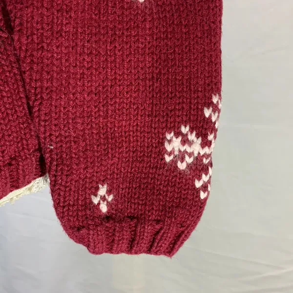 Eddie Bauer Vintage Nordic Red and White Snowflake Cardigan Sweater Size… - Image 6