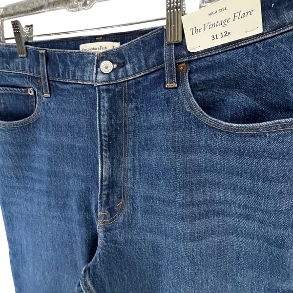 Abercrombie & Fitch The Vintage Flare Jeans Womens 31‎ Blue High Rise Raw Hem - Image 3