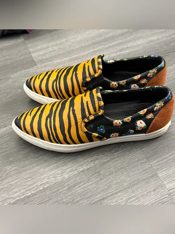 Coach C103 Tiger Print Floral Pointed Toe Slip On Sneakers 6.5 - Image 4