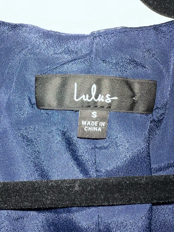 Lulus Evening of Elegance Navy Blue Floral Jacquard Wrap Midi Dress - Image 4