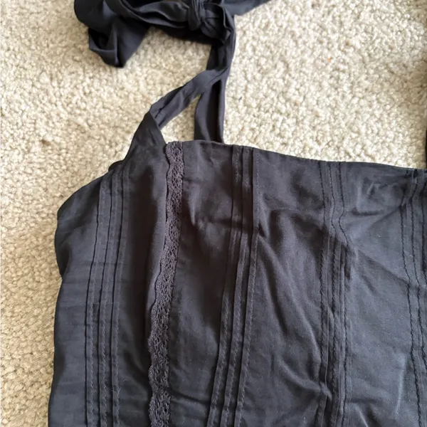 Reformation adelia top Shirred Organic black boho Cotton cami tank blouse size 0 - Image 6