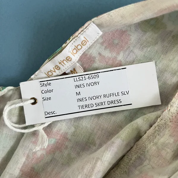 Anthropologie NWT Love The Label Ines Ivory Floral Tiered Ruffle Mini Dress - Image 10