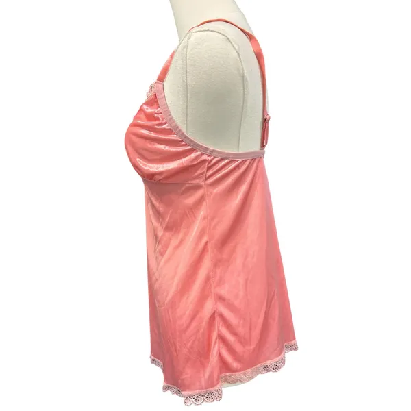 VTG Y2K Tracy Pink Silky Lace Baby Doll Slip Top Cami Fairy Medium Coquette 90's - Image 4