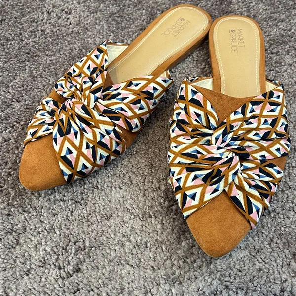 Market & Spruce knot tie geometric pointed slip on flats - Image 2