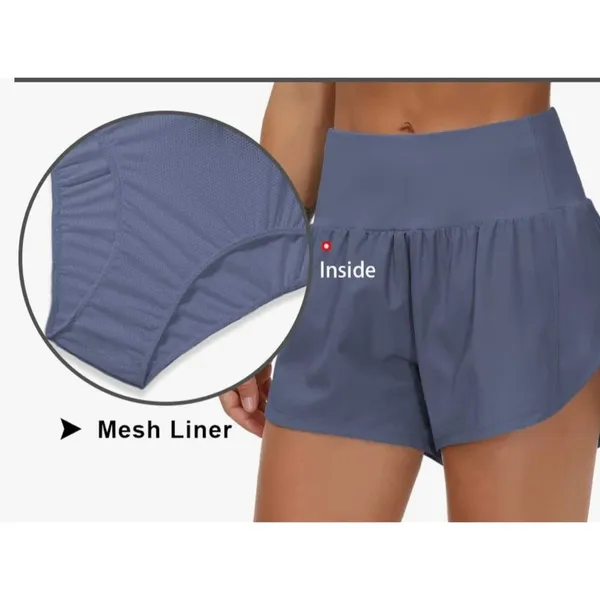 THE GYM PEOPLE High Waisted Running Shorts Ink Blue Size L New With Tag - Image 4