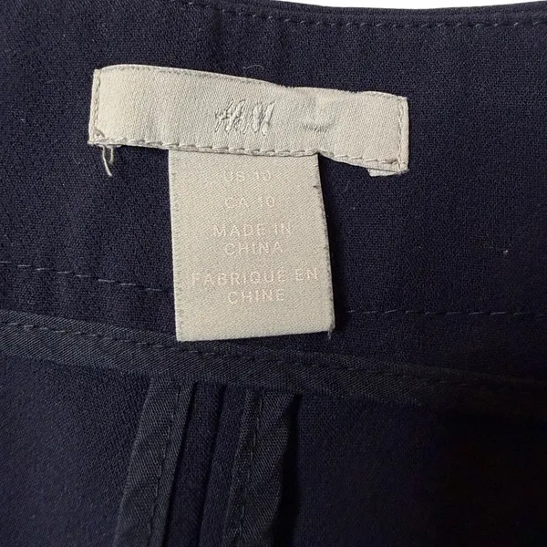 H&M Navy Tailored Ankle Pants 10 Gold Button Preppy Workwear - Image 7