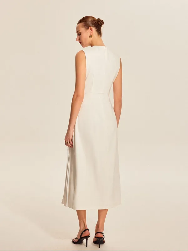 Sleeveless white Pleated Midi Dress Size XS - Image 3