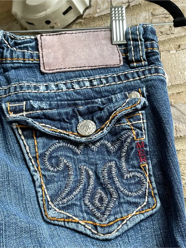 MEK Distressed y2k New Mazatlan Slim Bootcut Denim Jeans- 27/34 but 28.75 Inseam - Image 7