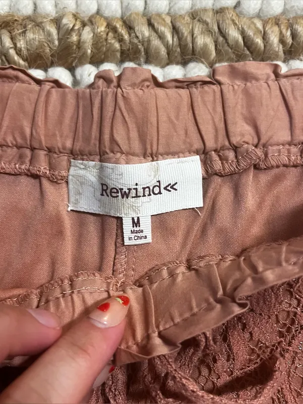 Lace Drawstring Shorts in Taracotta - Image 5