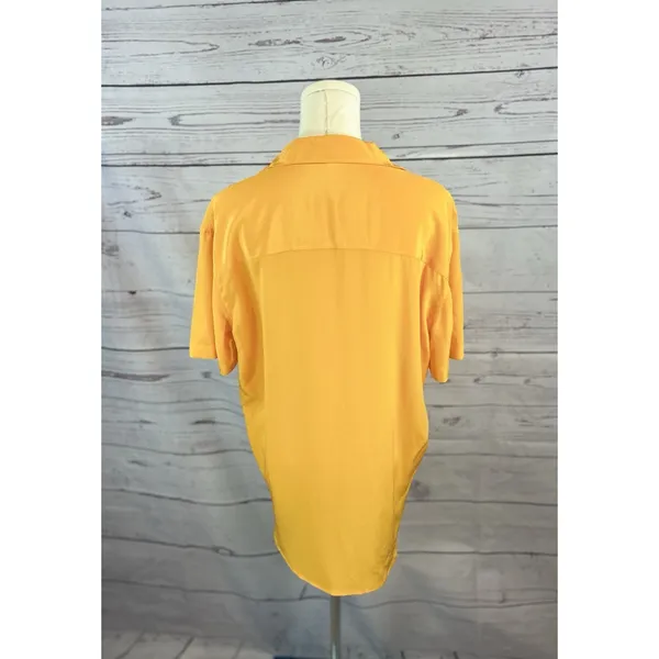 Babaton Aritzia 100% Silk Orange Button Down Blouse Women’s Size Small - Image 5