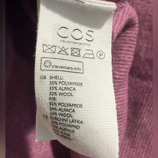COS Women's V-Neck Sweater in Dusty Plum‎ wool & alpaca blend SizeXS - Image 6