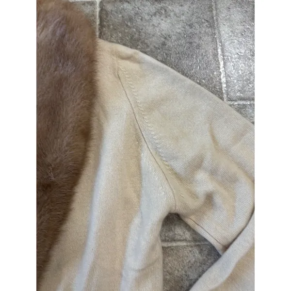 Vintage Cameron Classics Cashmere Cardigan‎ Max Azen Mink Fur Collar Cream/Beige - Image 7
