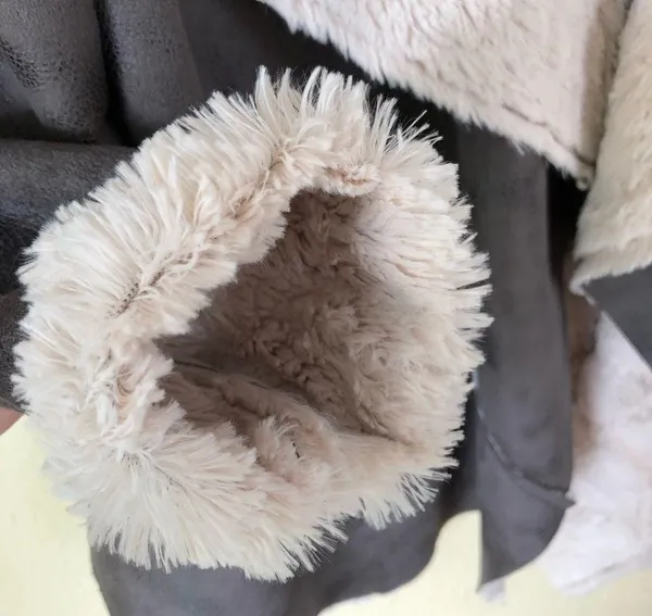 Faux shearling fur sueded cascading draped jacket S - Image 5