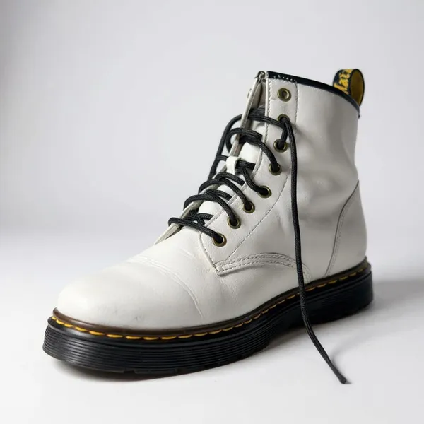 Dr. Martens Zavala White Leather Lace-Up Combat Boots – Women’s 10 - Image 3