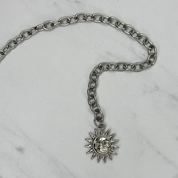 Draped Moon Star Silver Tone Chain Link Belt One Size (OS) ✨ - Image 12