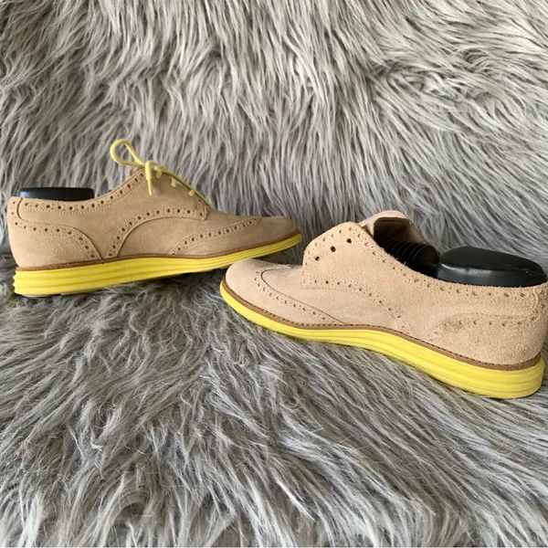 Cole Haan Lunargrand Wingtip Oxfords tan suede upper 7.5 women’s - Image 5