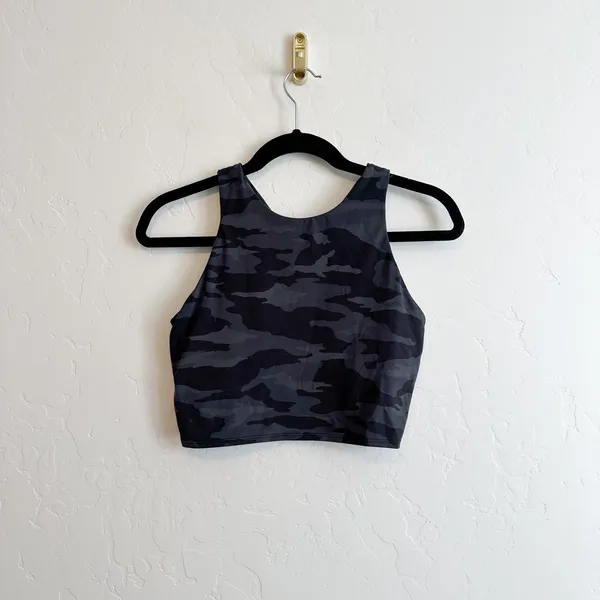 Athleta |‎ A–C Conscious Longline Crop Sports Bra in Black Camo size Medium - Image 3