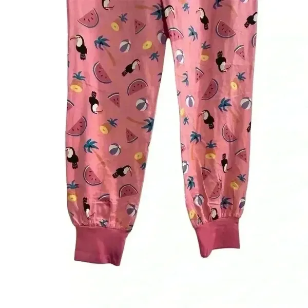 Chelsea Peers Women's XS Pajama Set‎ Tropic Like It's Hot in White and Pink - Image 12