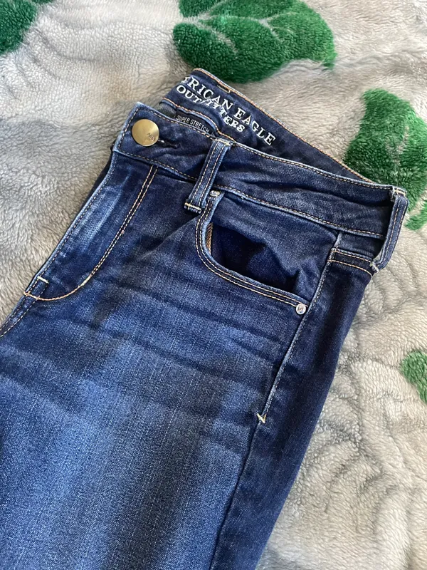 American Eagle Indigo Ribbed High Rise Skinny Jeans - Image 3