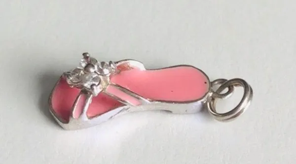 925 Sterling Silver Pink Flip Flop Pendant Charm - Image 3