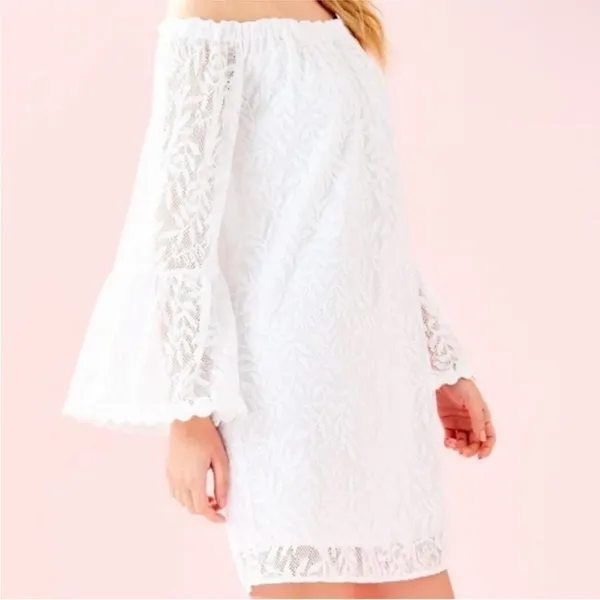 Lilly Pulitzer Nevie Lace‎ Off The Shoulder Mini Dress in White Size XXS - Image 3
