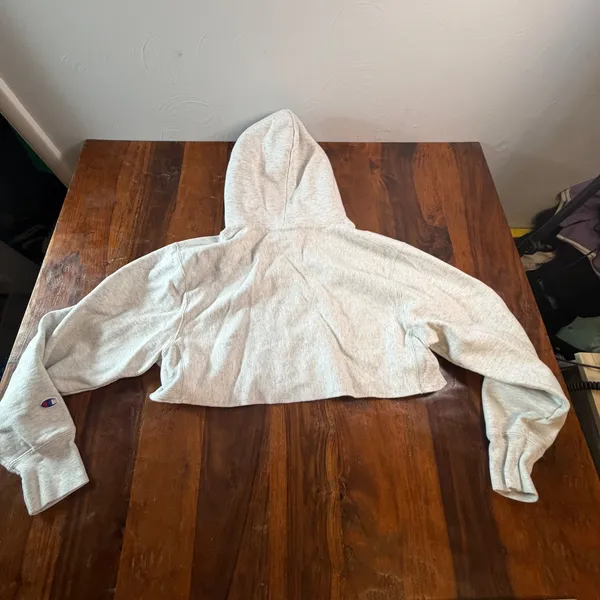 Champion Reverse Weave Cropped Hoodie Gray Purple Gold Logo Small WL659 2UC - Image 2