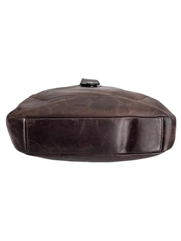 Frye ‘Melissa Button’ Grey Distressed Leather Crossbody Bag - Image 6