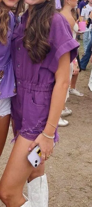 Purple Denim Romper - Image 3