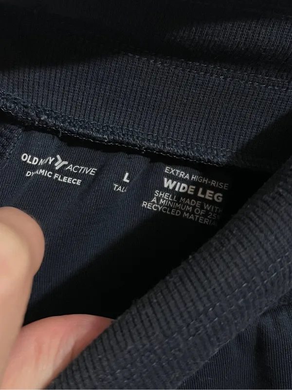 Old Navy Dynamic Fleece Pants Extra High Rise Wide Leg Size L Tall Dark Blue - Image 2