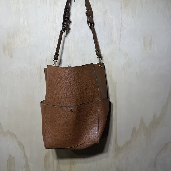 Remi Reid Brown Leather Tote Bag‎ Shoulder Handbag Large Pebbled Boho - Image 4