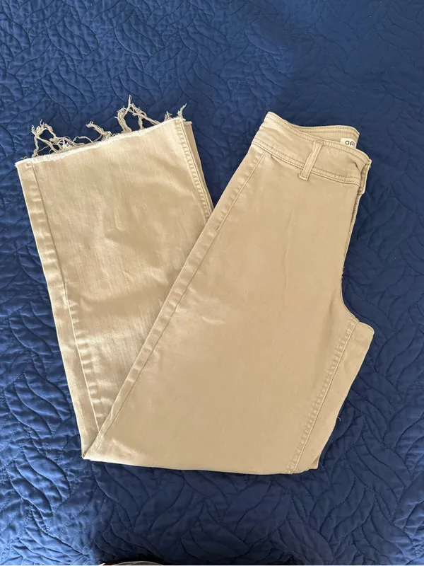 Oat New York High Waist Wide Leg Jeans in Beige / Cream - Image 5