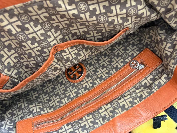 Tory Burch Canvas Tote with Leather Handles - Image 4