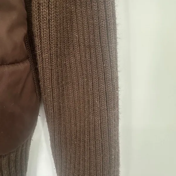 Y2K Ribbed Quilted Full Zip Jacket‎ Stand Collar Chocolate Brown Rachel Green L - Image 4