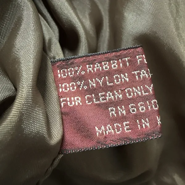 Vintage Genuine Rabbit Fur Coat Jacket Small Made In Korea Variegated RN66109 - Image 14