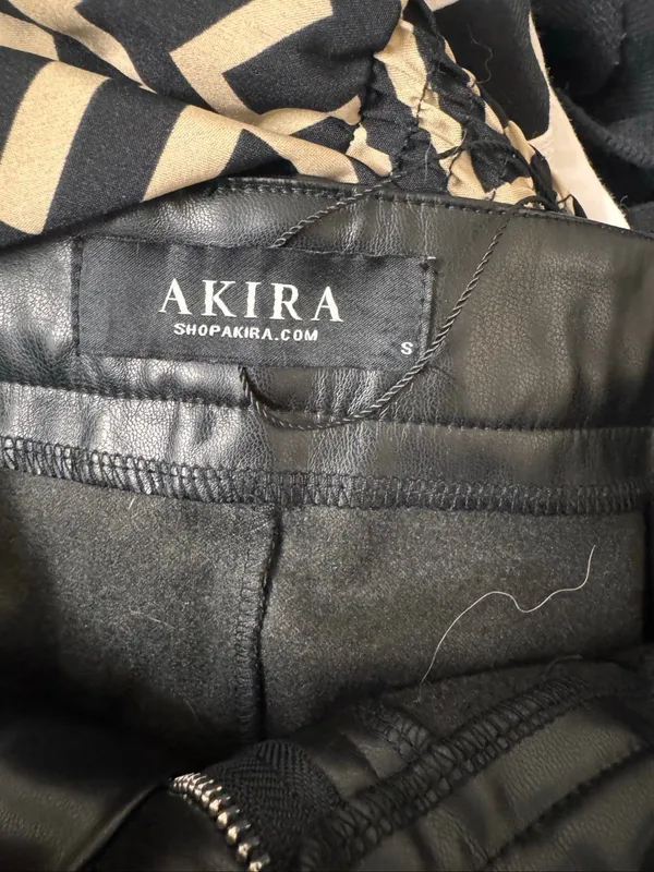 Akira Faux Leather Pleated Mini Skirt Womens S Black High Waist Clubwear - Image 7