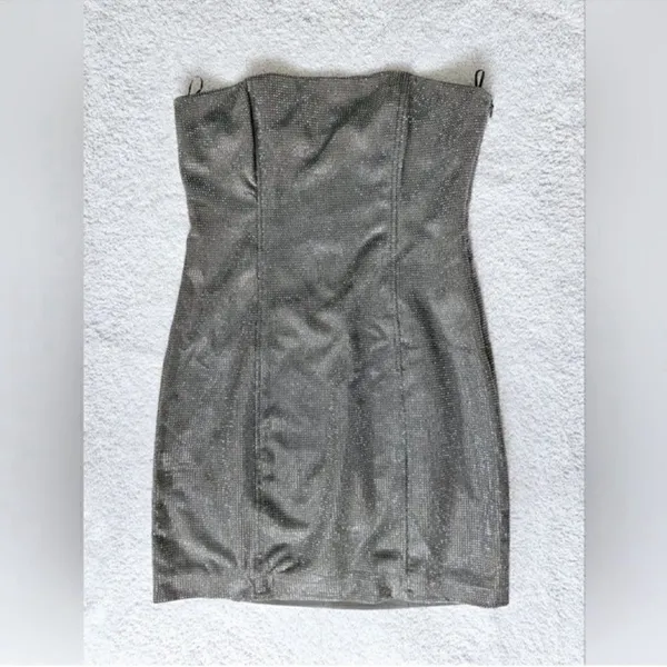 Zara Rhinestone Mini Body con Tan/Brown Dress (Size Small) - Image 4