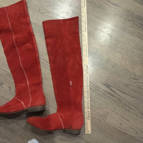 Free People Banks Over the Knee Slouch Red Suede Boots - EUC 5.5/36 - Image 4