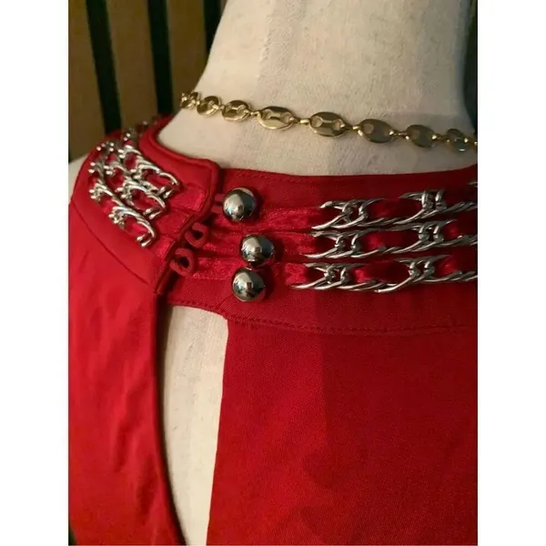 White House Black Market Dress Red Silver Trim Size S lined sexy but classy NWT - Image 5