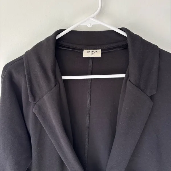 Pact Organic Cotton Airplane Relaxed Blazer Sweater Black Button Front Comfort - Image 7