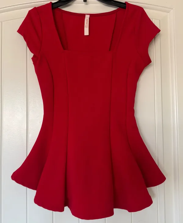 ❤️‍🔥 Hot Red Sculpted Peplum Top | Snatched Waist | Date Night / Going Out Core ❤️‍🔥 Small - Image 3