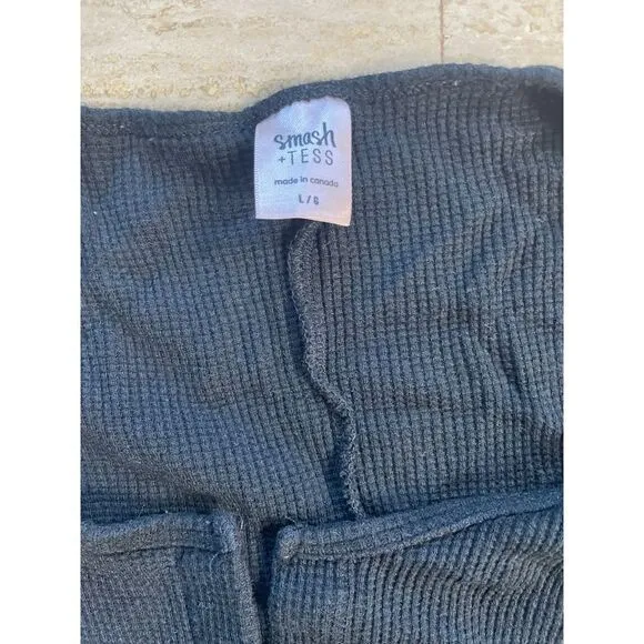 Smash + Tess Black Ribbed Long Sleeve Romper Jumpsuit Loungewear‎ - Image 2