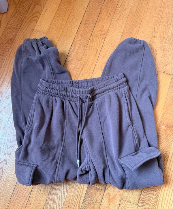 Brown Cargo Jogger Sweatpants Purple Size M - Image 3