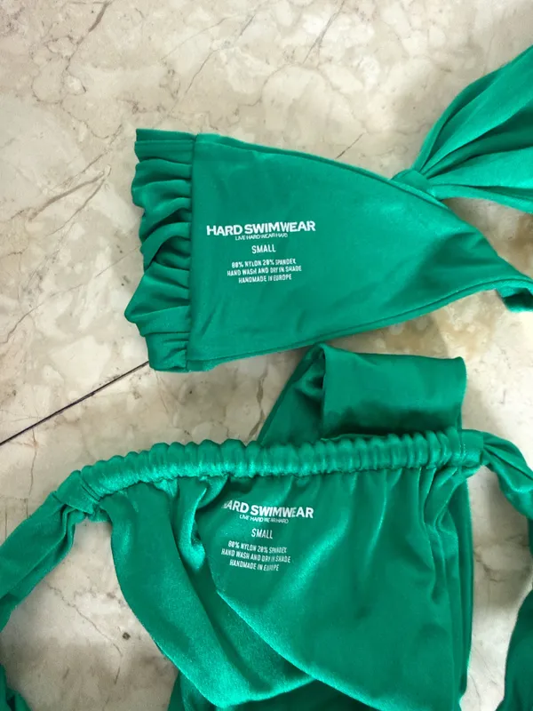 Green Satin Bikini Set - Image 3